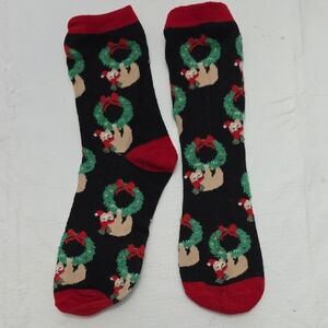 Festive Black and Red Christmas Socks